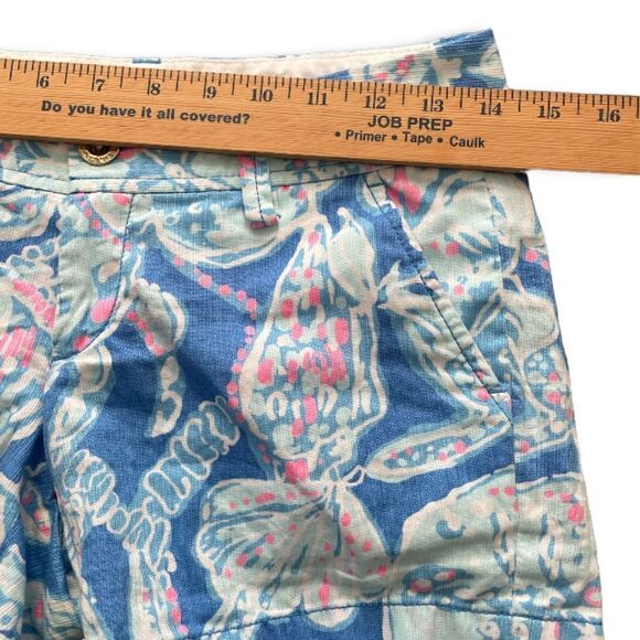 Lilly Pulitzer Callahan Knit Shorts Size 00 Into the Deep Blue Pink Shells EUC - Picture 3 of 6